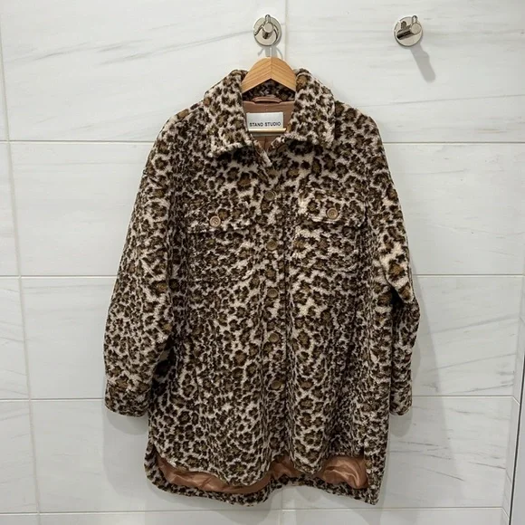 Stand Studio | Oversized Beige Leopard Sabi Coat - Size FR 38 - Picture 2 of 9